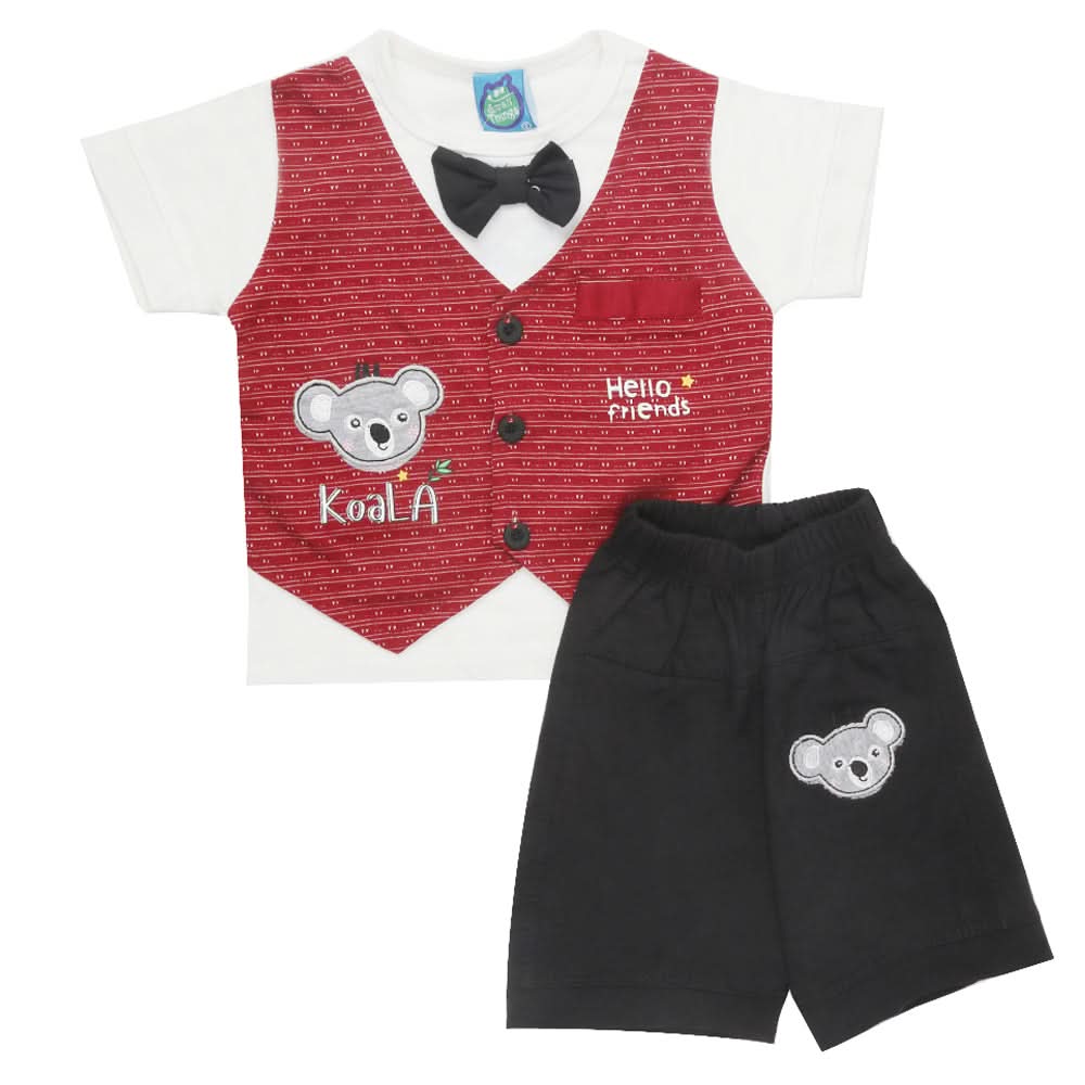 Newborn Boys Half Sleeves Suit - Maroon, Kids, Newborn Boys Sets And Suits, Chase Value, Chase Value