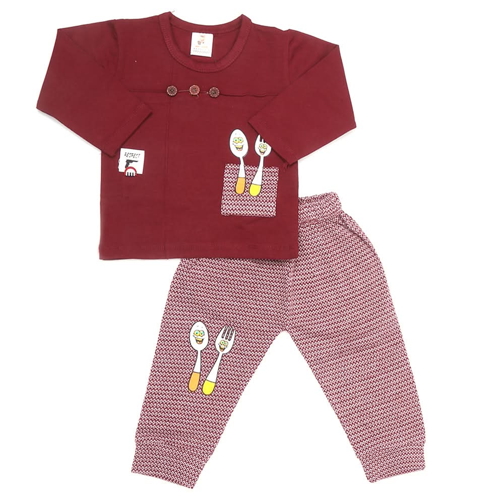 Newborn Boys Full Sleeves Suit - Maroon, Kids, NB Boys Sets And Suits, Chase Value, Chase Value