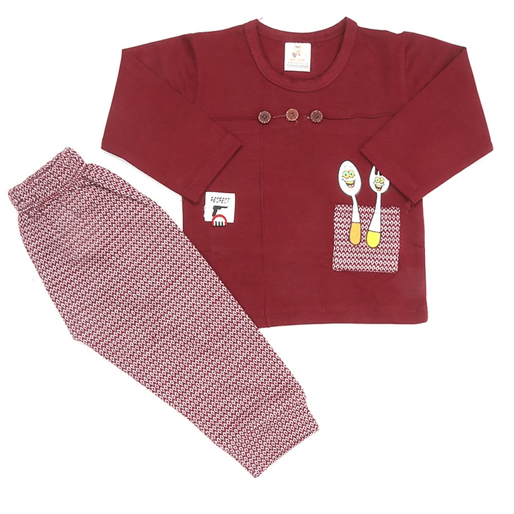 Newborn Boys Full Sleeves Suit - Maroon, Kids, NB Boys Sets And Suits, Chase Value, Chase Value
