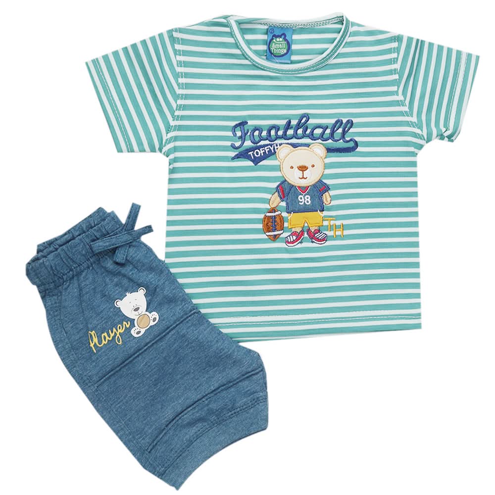 Newborn Boys Half Sleeves Suit - Sea Green, Kids, Newborn Boys Sets And Suits, Chase Value, Chase Value