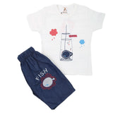 Boys 2 Pcs Suit Half Sleeves - White, Kids, Boys Sets And Suits, Chase Value, Chase Value