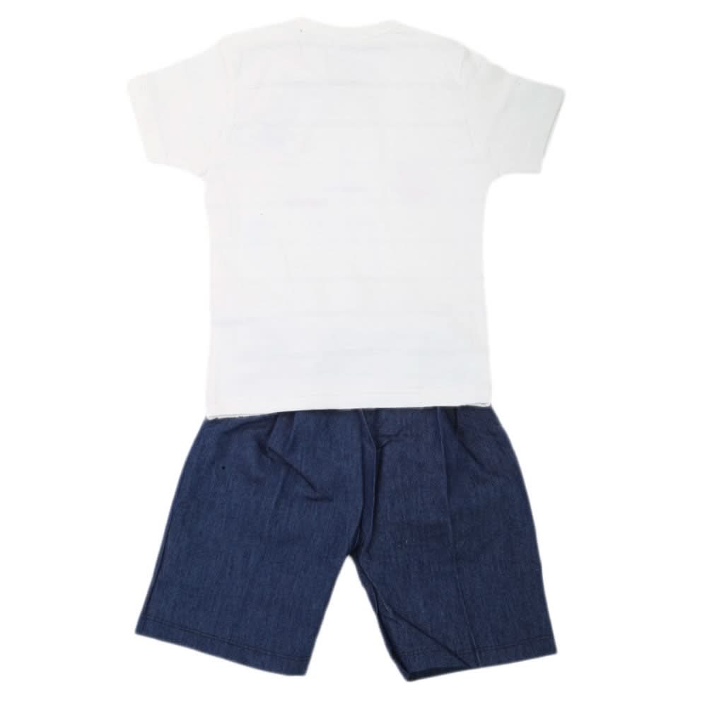Boys 2 Pcs Suit Half Sleeves - White, Kids, Boys Sets And Suits, Chase Value, Chase Value