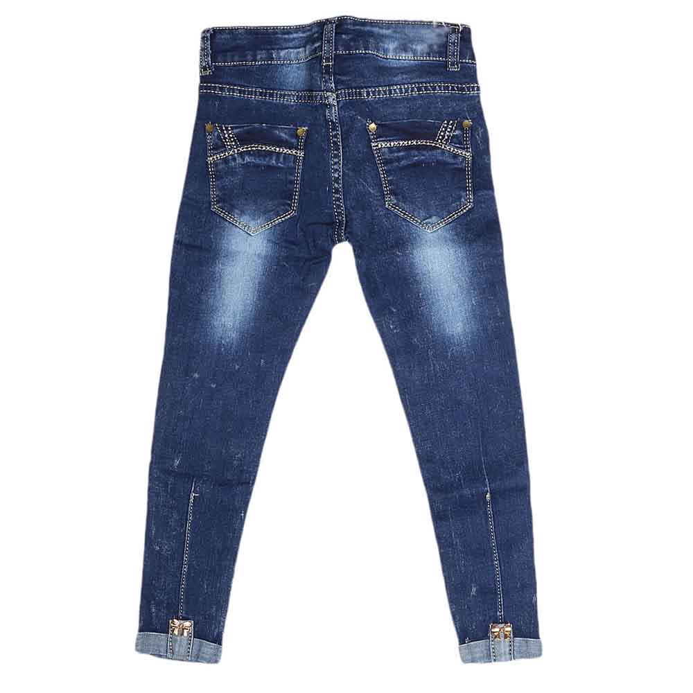 Girls Denim Pant - Dark-Blue, Kids Clothes, Chase Value, Chase Value