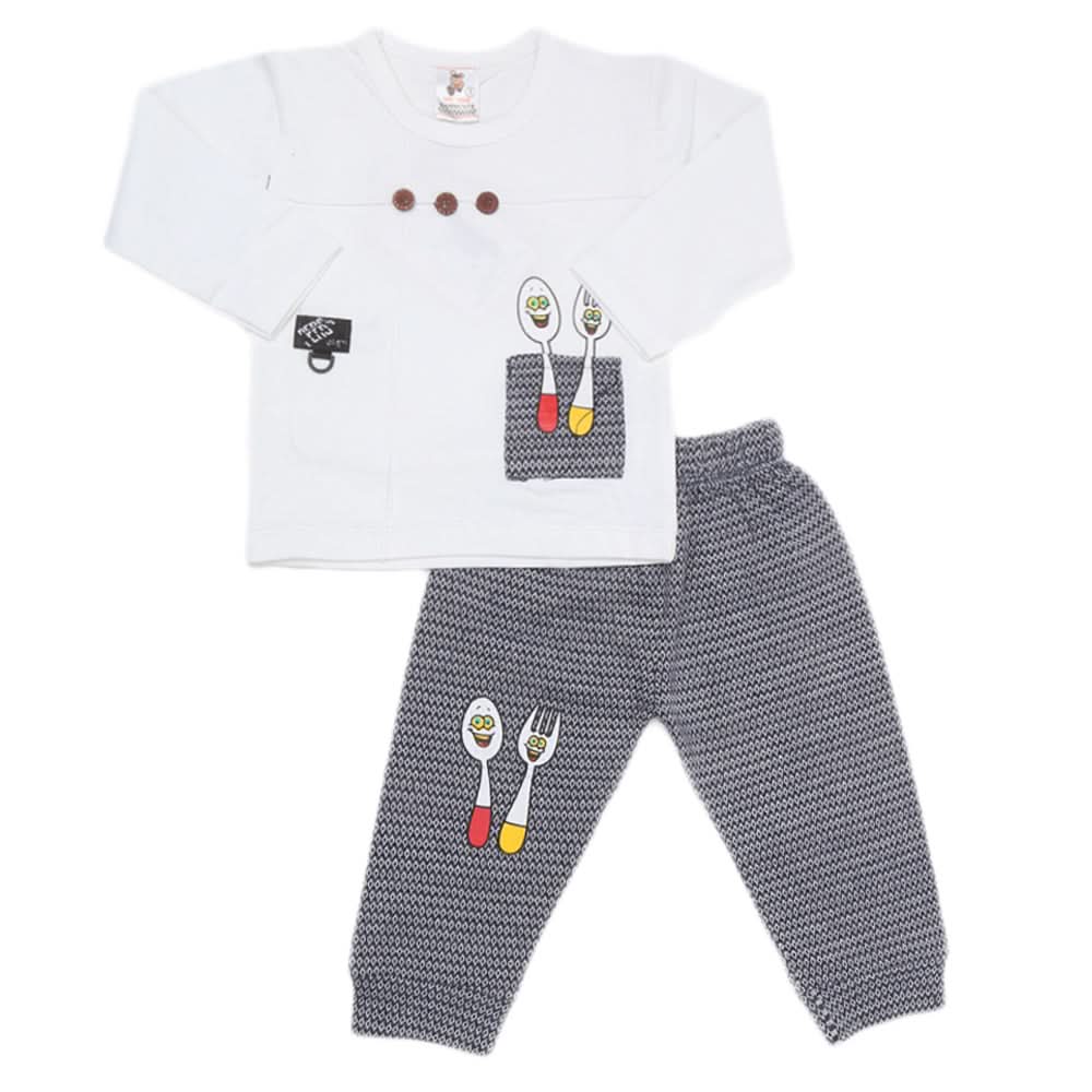 Newborn Boys Full Sleeves Suit - White, Kids, NB Boys Sets And Suits, Chase Value, Chase Value