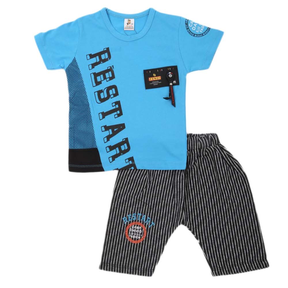 Boys 2 Pcs Suit Half Sleeves - Blue, Kids, Boys Sets And Suits, Chase Value, Chase Value