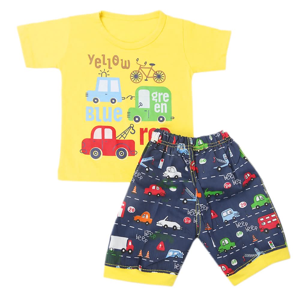 Boys Half Sleeves Short Suit - Yellow, Kids, Boys Sets And Suits, Chase Value, Chase Value