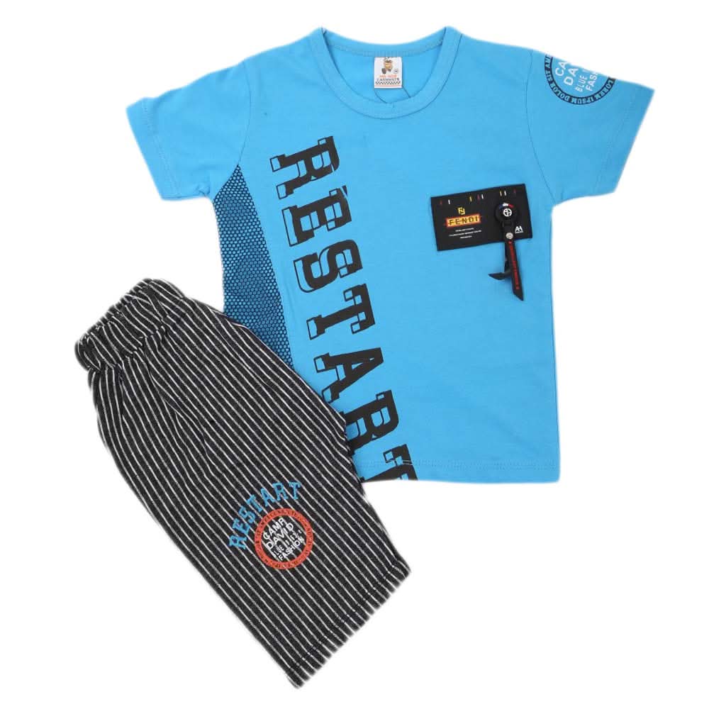 Boys 2 Pcs Suit Half Sleeves - Blue, Kids, Boys Sets And Suits, Chase Value, Chase Value