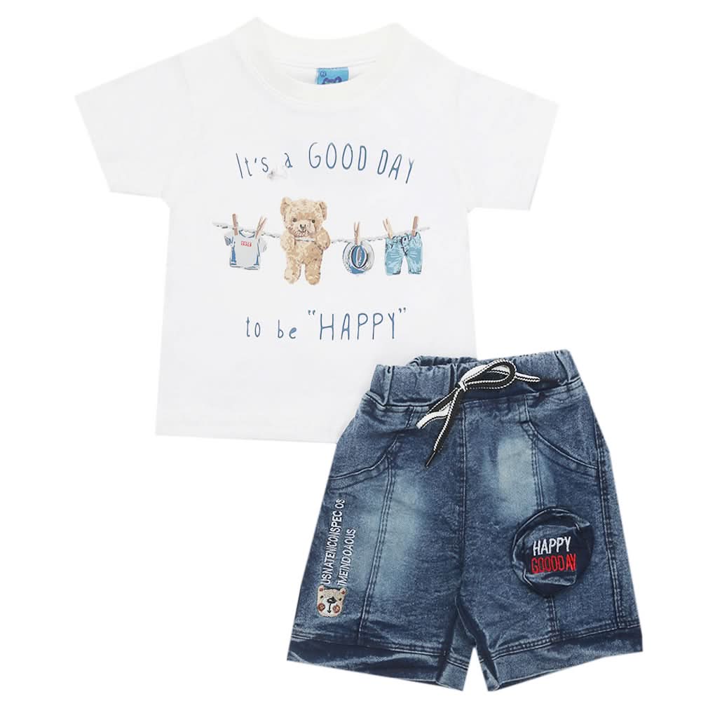 Newborn Boys Half Sleeves Suit - White, Kids, Newborn Boys Sets And Suits, Chase Value, Chase Value
