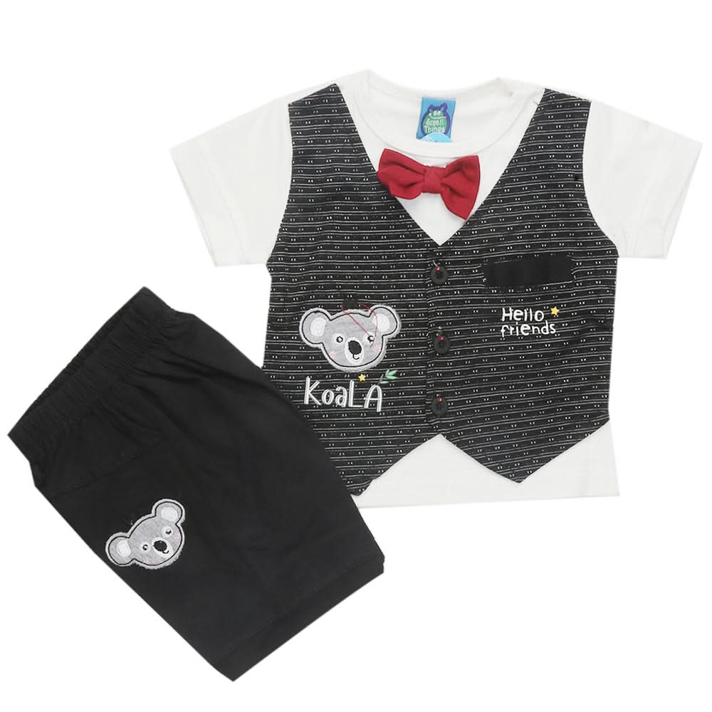 Newborn Boys Half Sleeves Suit - Black, Kids, Newborn Boys Sets And Suits, Chase Value, Chase Value