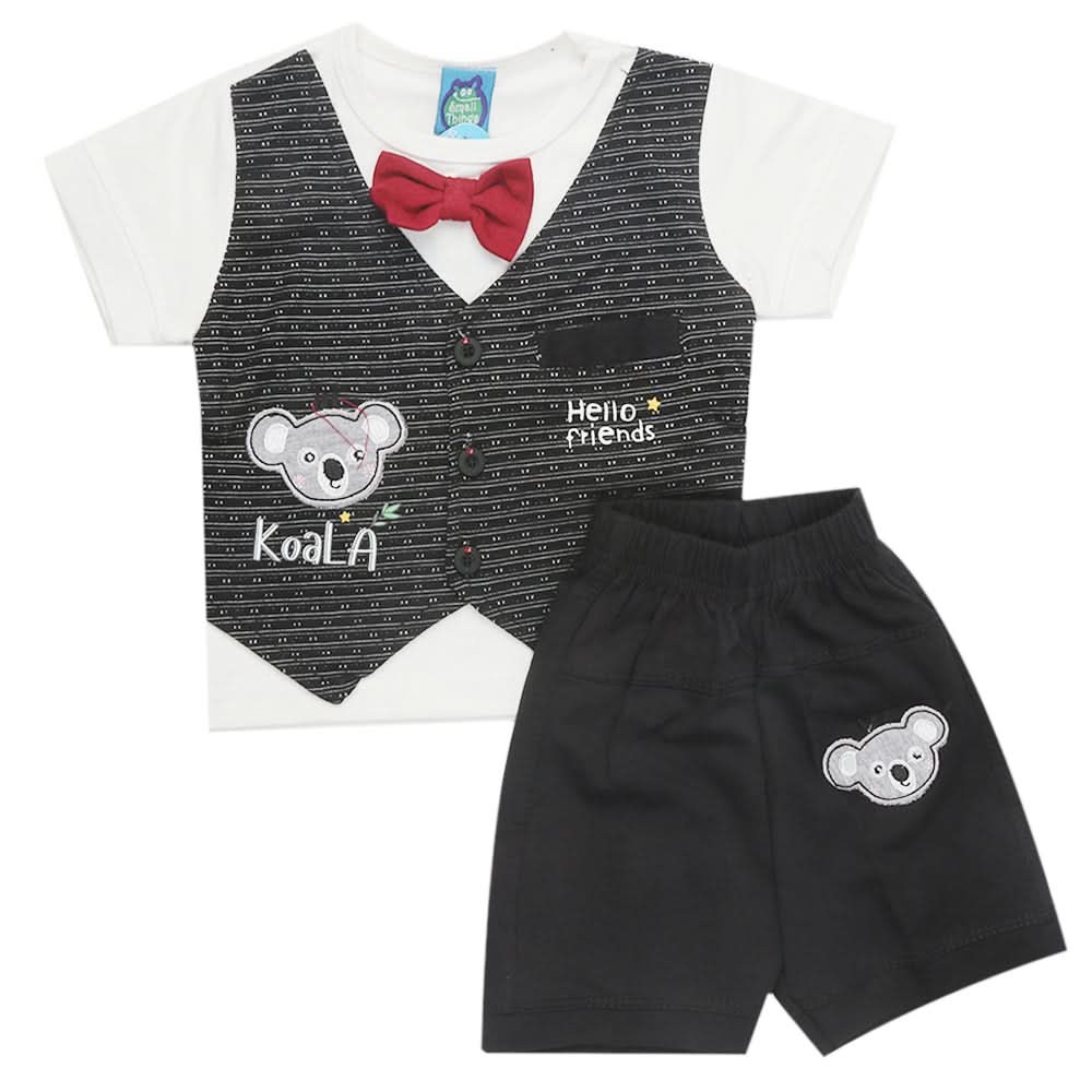 Newborn Boys Half Sleeves Suit - Black, Kids, Newborn Boys Sets And Suits, Chase Value, Chase Value