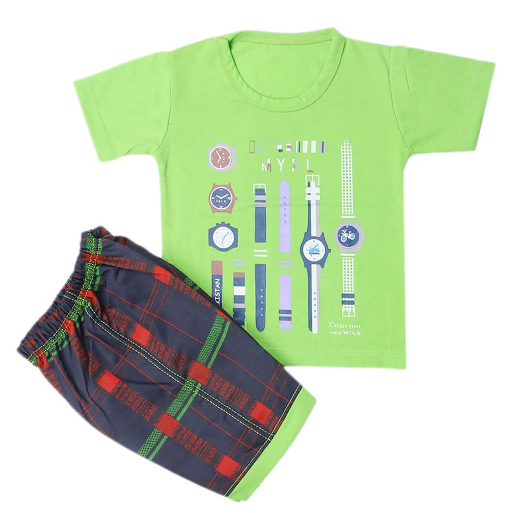 Boys Half Sleeves Short Suit - Green, Kids, Boys Sets And Suits, Chase Value, Chase Value