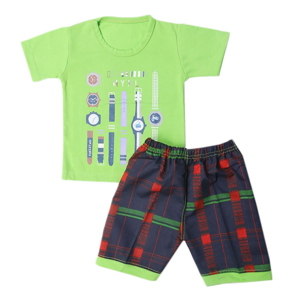 Boys Half Sleeves Short Suit - Green, Kids, Boys Sets And Suits, Chase Value, Chase Value