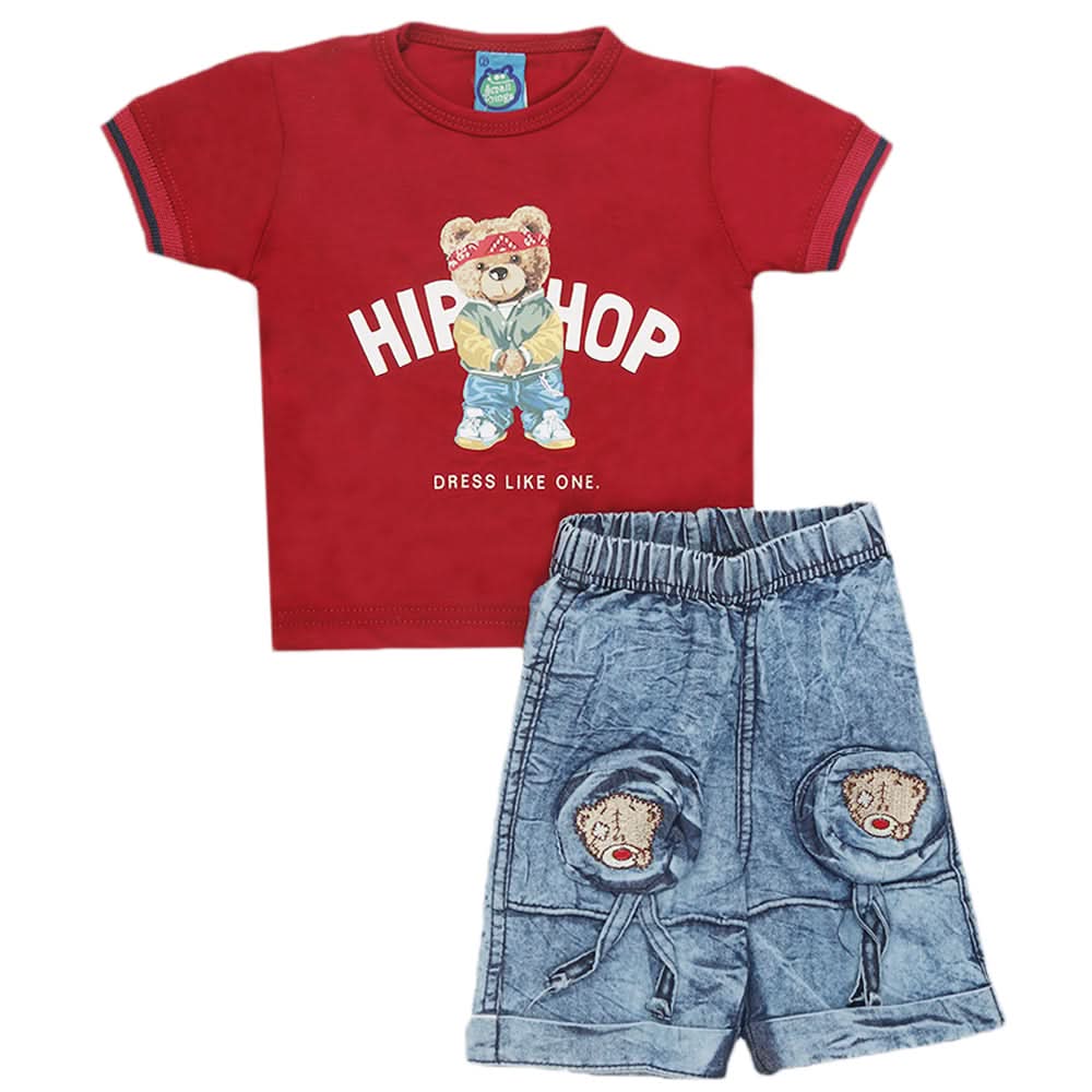 Newborn Boys Half Sleeves Suit - Maroon, Kids, Newborn Boys Sets And Suits, Chase Value, Chase Value