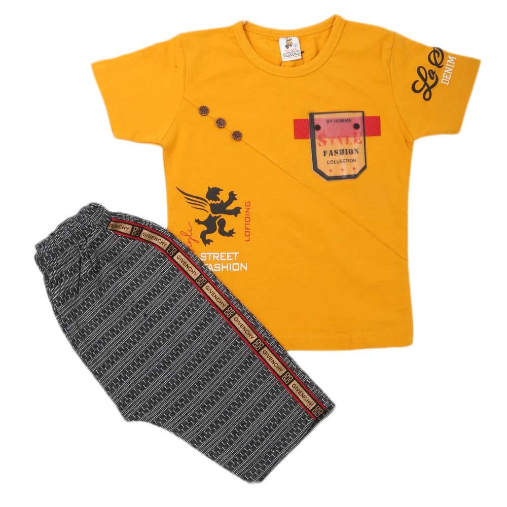 Boys 2 Pcs Suit Half Sleeves - Yellow, Kids, Boys Sets And Suits, Chase Value, Chase Value