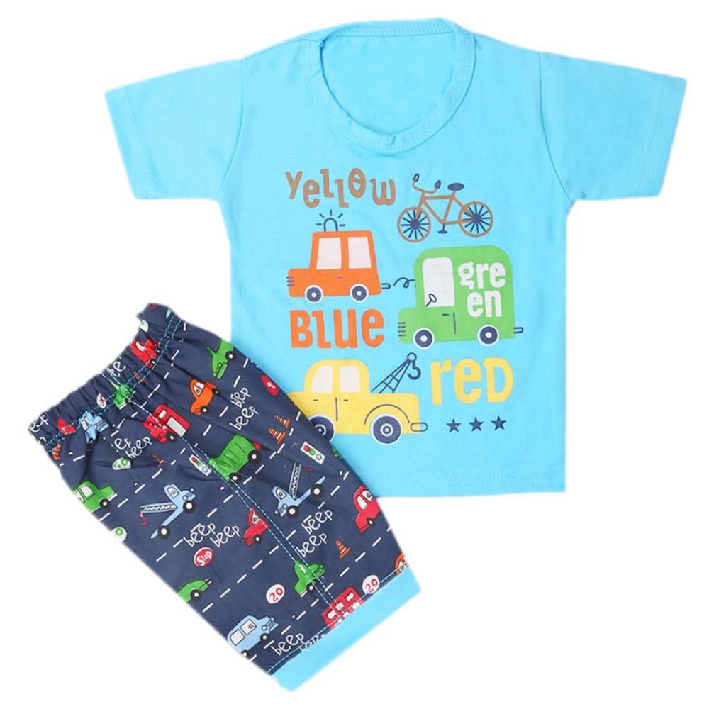 Boys Half Sleeves Short Suit - Sky Blue, Kids, Boys Sets And Suits, Chase Value, Chase Value