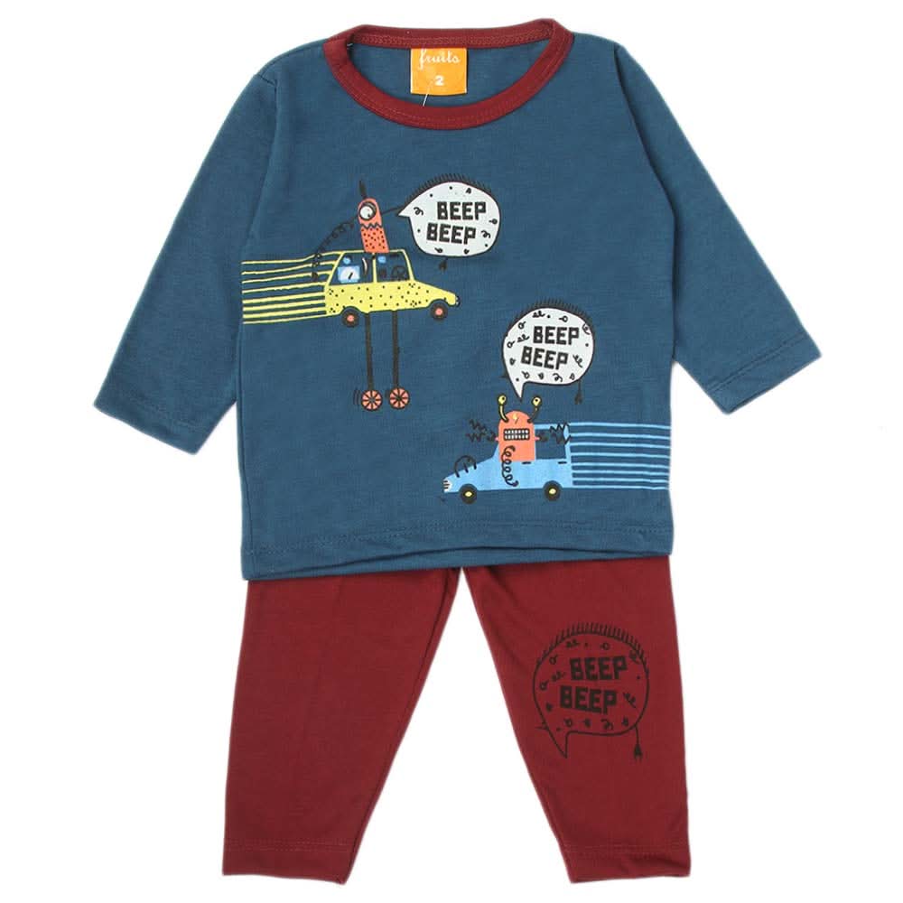 Newborn Boys Full Sleeves Suit - Steel Blue, Newborn Boys Sets & Suits, Chase Value, Chase Value