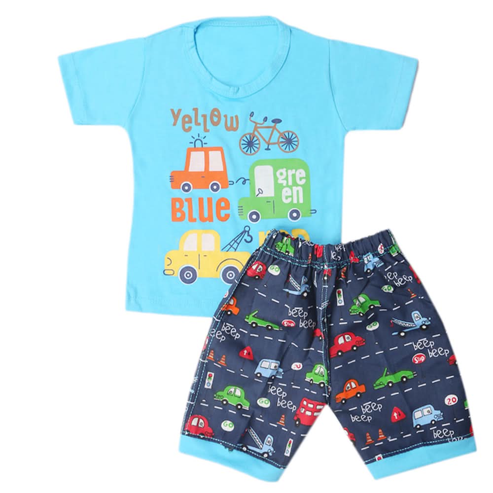 Boys Half Sleeves Short Suit - Sky Blue, Kids, Boys Sets And Suits, Chase Value, Chase Value