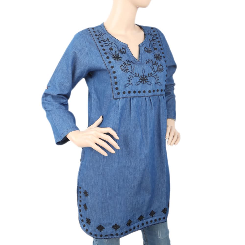 Women's Denim Full Sleeves Top - Blue, Women, T-Shirts And Tops, Chase Value, Chase Value