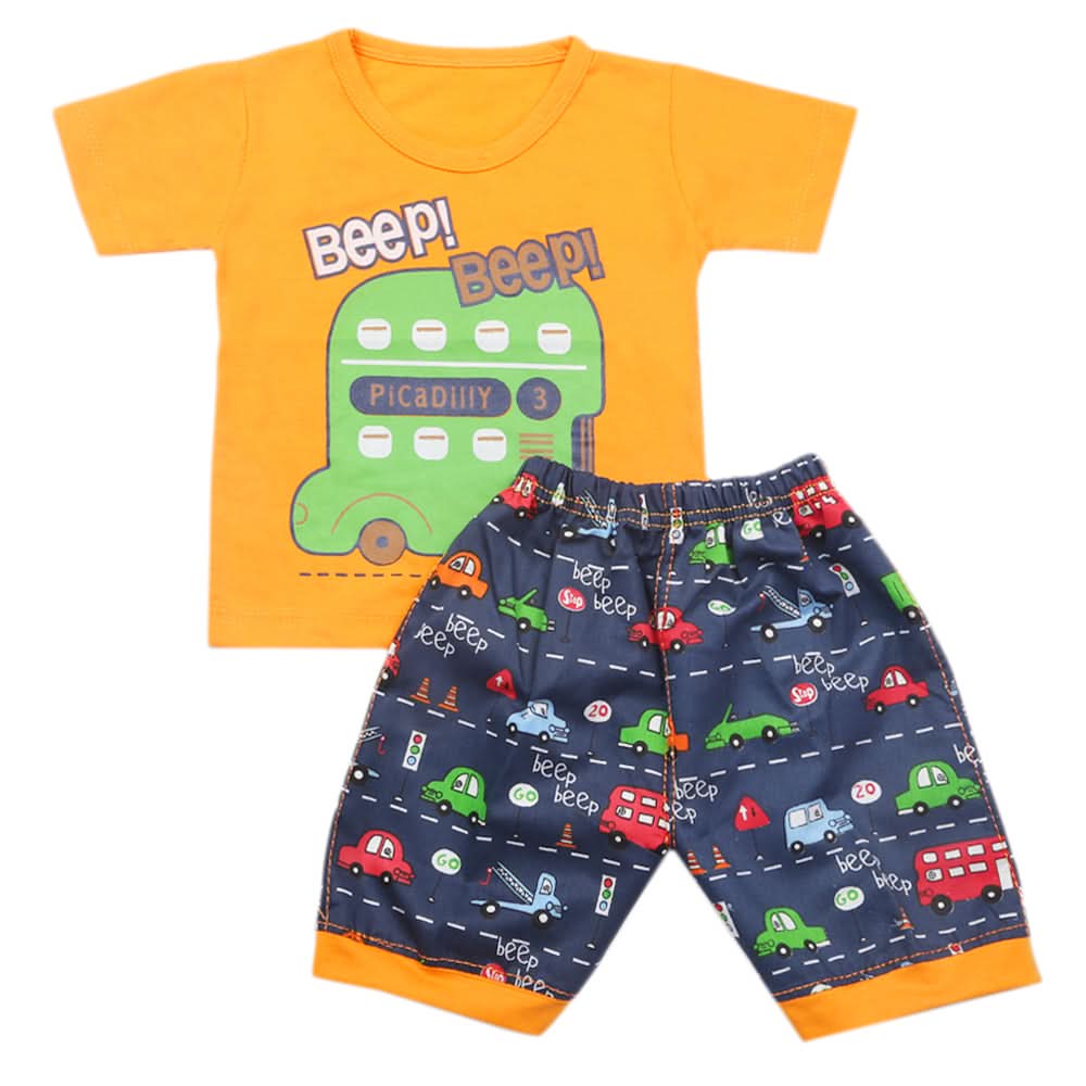Boys Half Sleeves Short Suit - Orange, Kids, Boys Sets And Suits, Chase Value, Chase Value