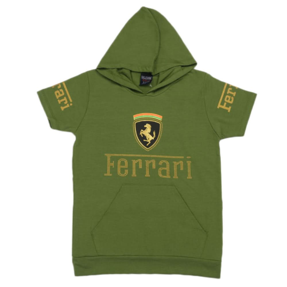 Boys Half Sleeves Hoodie T-Shirt - Green, Boys T-Shirts, Chase Value, Chase Value