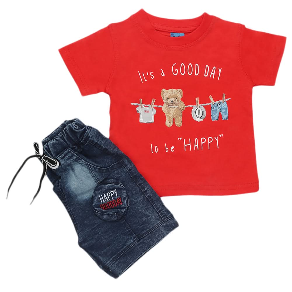 Newborn Boys Half Sleeves Suit - Red, Kids, Newborn Boys Sets And Suits, Chase Value, Chase Value