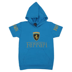 Boys Half Sleeves Hoodie T-Shirt - Light Blue, Boys T-Shirts, Chase Value, Chase Value