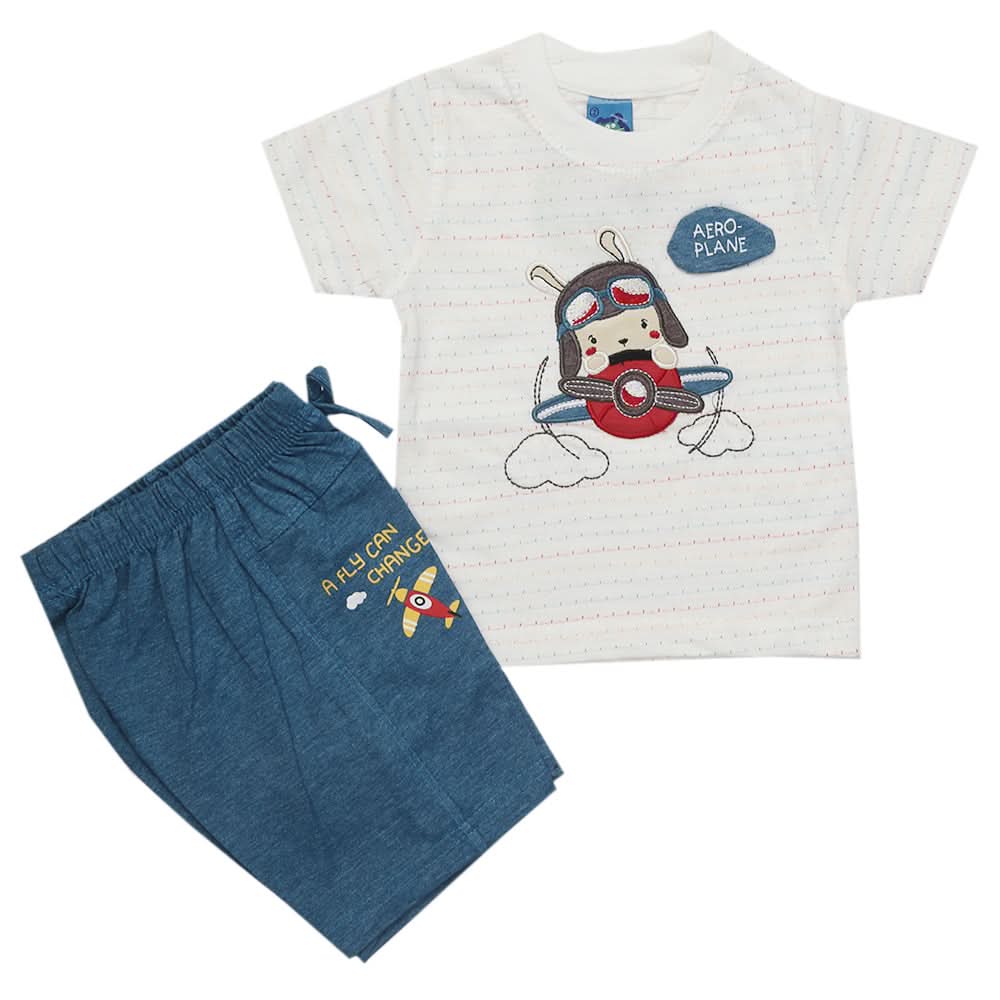 Newborn Boys Half Sleeves Suit - Steel Blue, Kids, Newborn Boys Sets And Suits, Chase Value, Chase Value