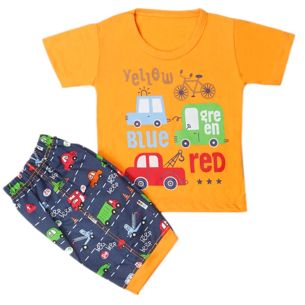 Boys Half Sleeves Short Suit - Orange, Kids, Boys Sets And Suits, Chase Value, Chase Value