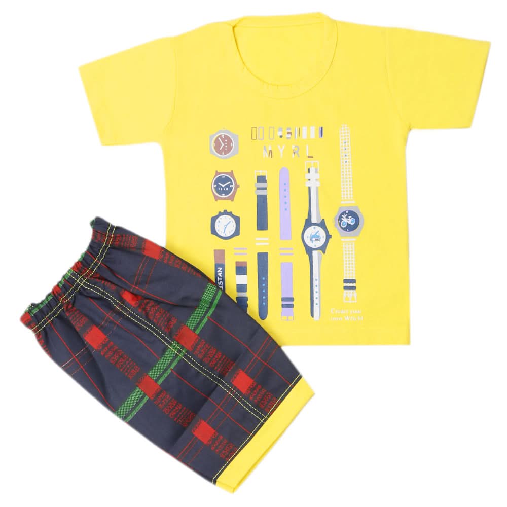 Boys Half Sleeves Short Suit - Yellow, Kids, Boys Sets And Suits, Chase Value, Chase Value