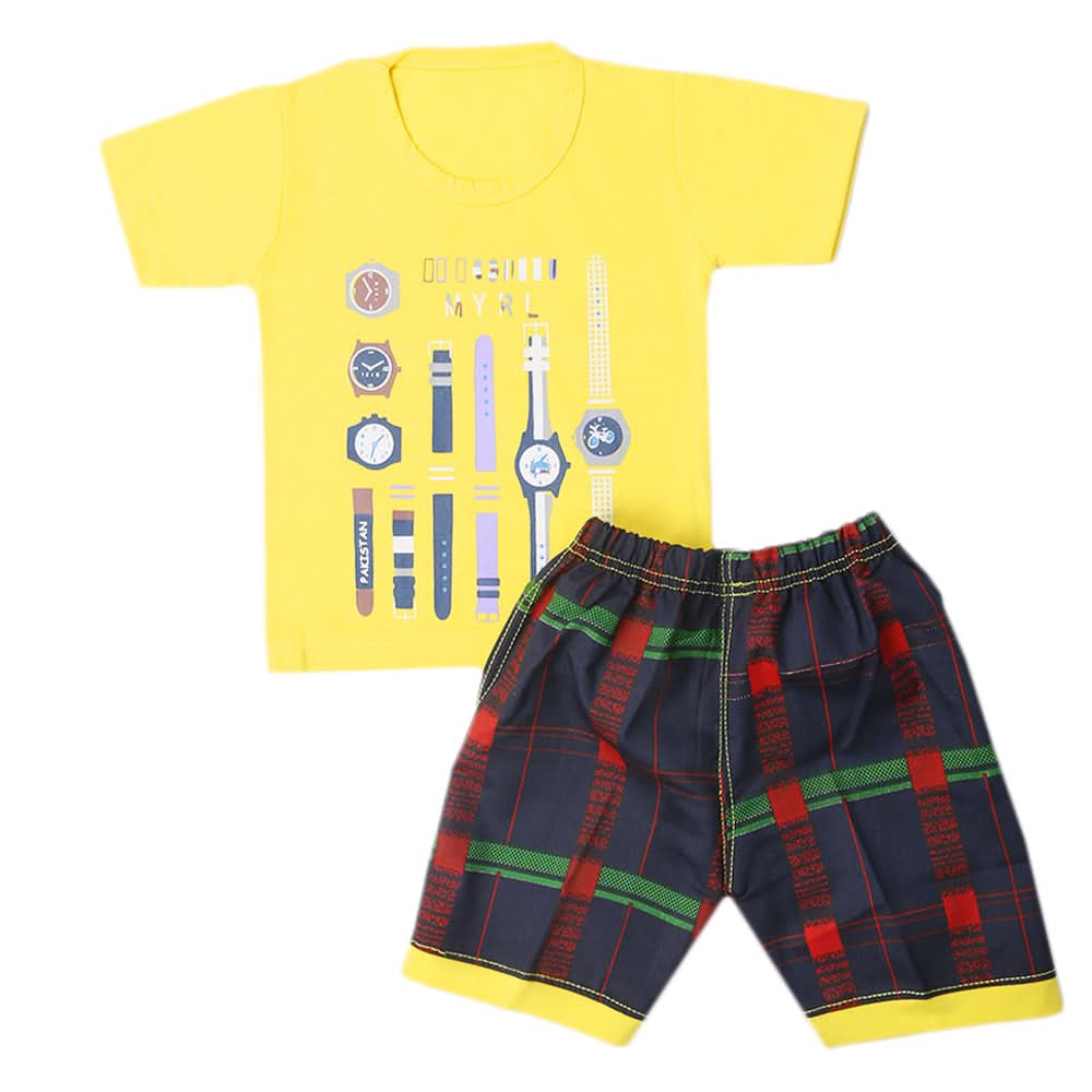 Boys Half Sleeves Short Suit - Yellow, Kids, Boys Sets And Suits, Chase Value, Chase Value