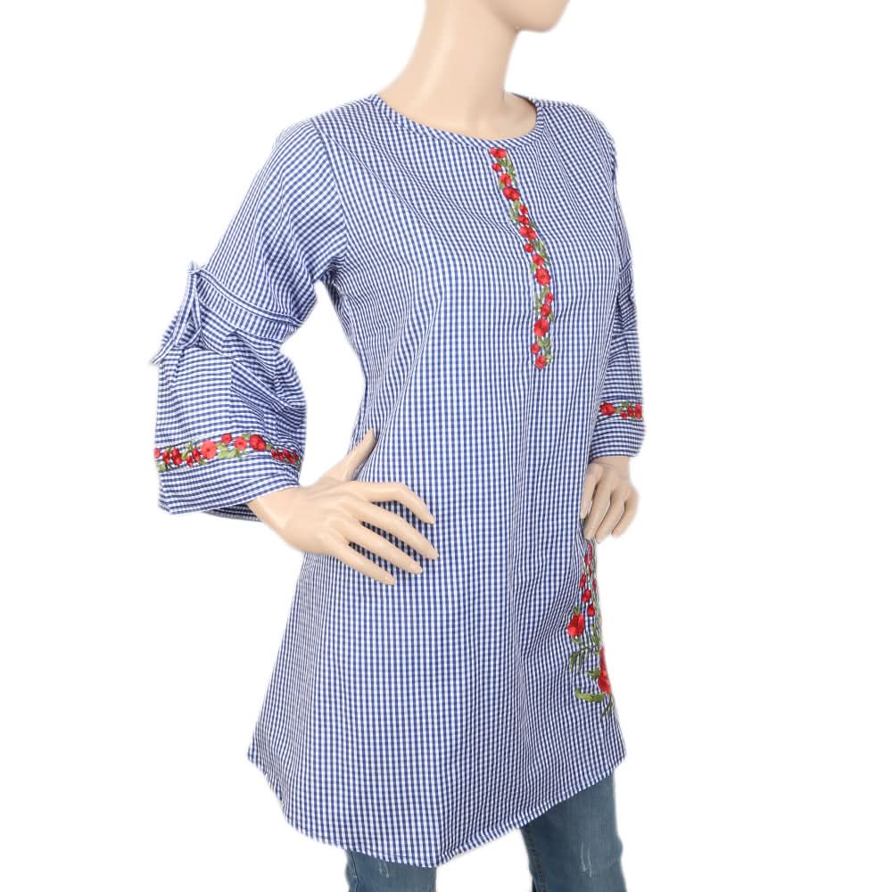 Women's Strip Cotton Kurti - Royal Blue, Women, Ready Kurtis, Chase Value, Chase Value