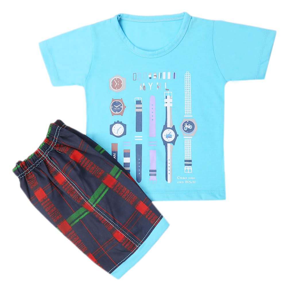 Boys Half Sleeves Short Suit - Blue, Kids, Boys Sets And Suits, Chase Value, Chase Value