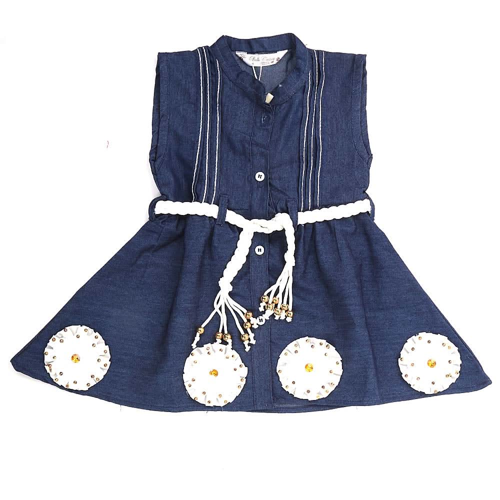 Girls Woven Denim Frock - Dark Blue, Kids, Girls Frocks, Chase Value, Chase Value