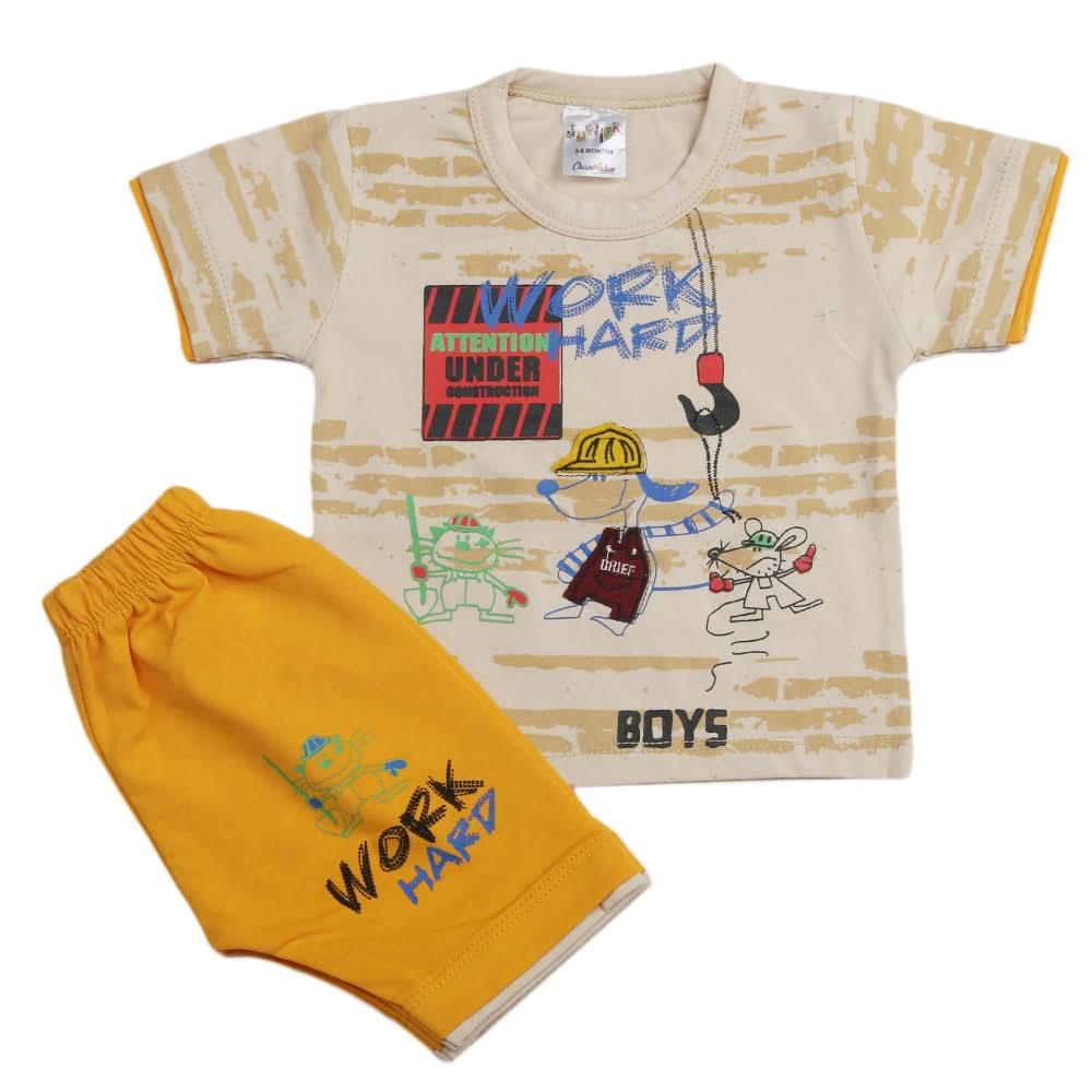 Newborn Boys Half Sleeves Suit - Yellow, Kids, Newborn Boys Sets And Suits, Chase Value, Chase Value