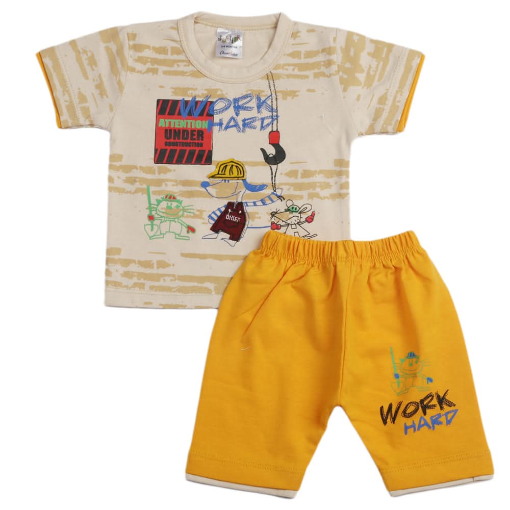 Newborn Boys Half Sleeves Suit - Yellow, Kids, Newborn Boys Sets And Suits, Chase Value, Chase Value