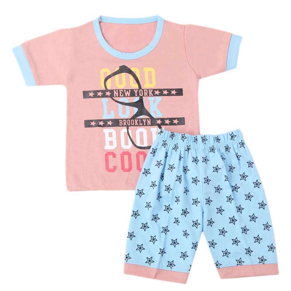 Boys Half Sleeves Short Suit - Tea Pink, Kids, Boys Sets And Suits, Chase Value, Chase Value