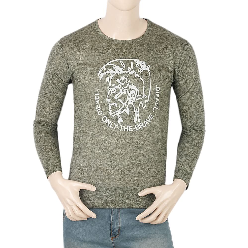 Men's Full Sleeves Twisted T-Shirt - Green, Men, T-Shirts And Polos, Chase Value, Chase Value