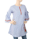 Women's Strip Cotton Kurti - Blue, Women, Ready Kurtis, Chase Value, Chase Value