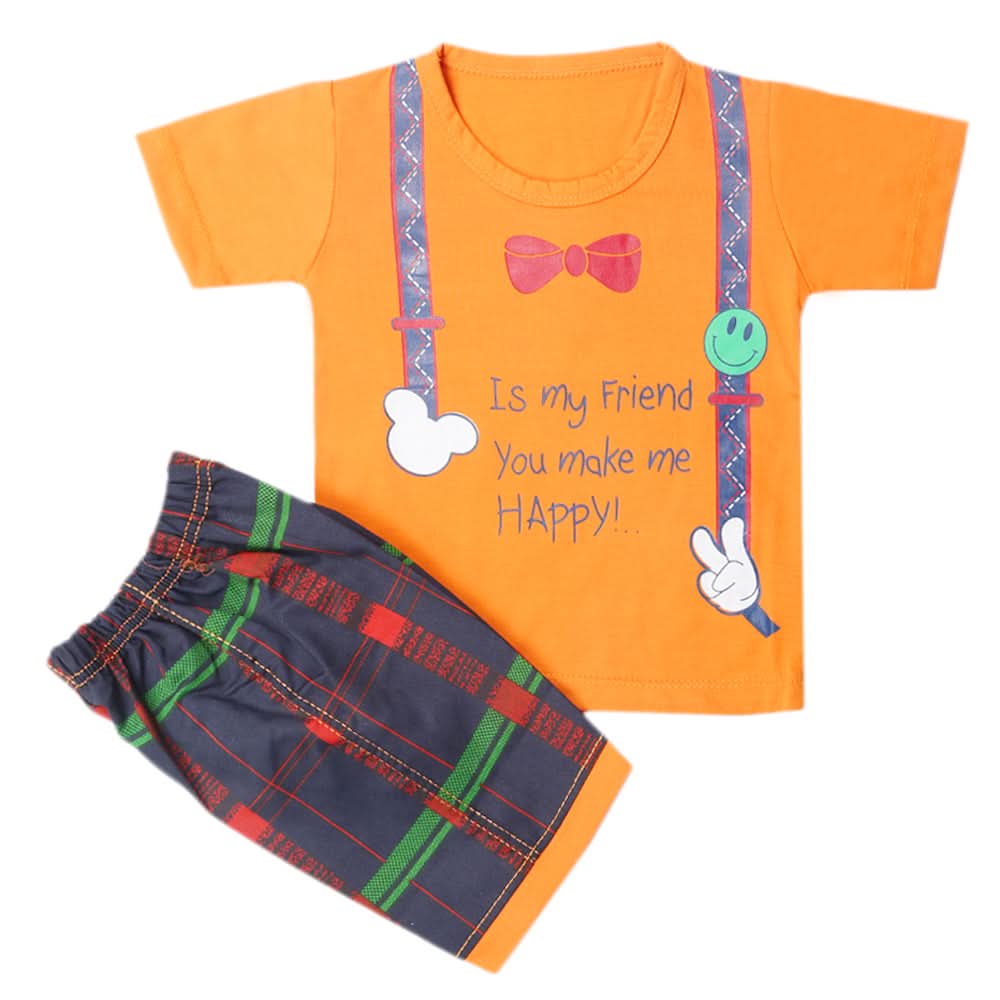 Boys Half Sleeves Short Suit - Orange, Kids, Boys Sets And Suits, Chase Value, Chase Value