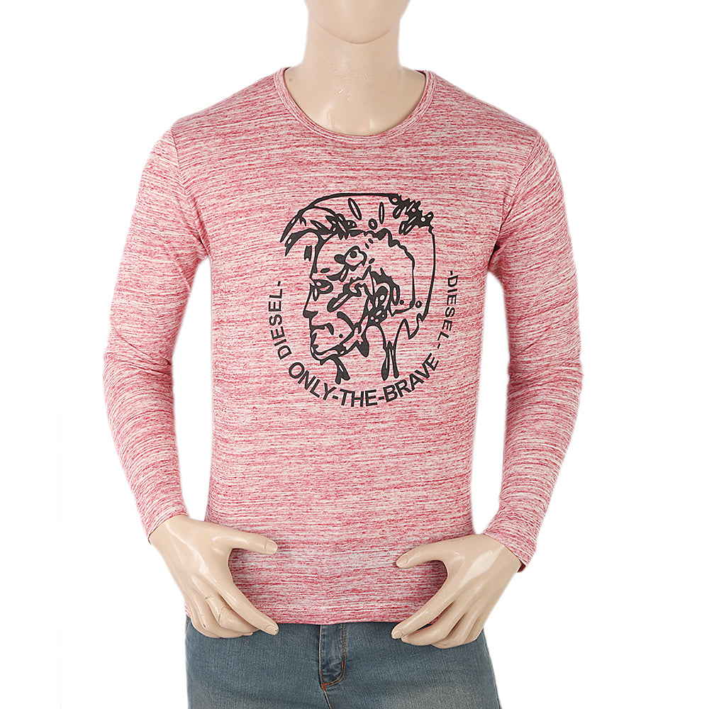 Men's Full Sleeves Twisted T-Shirt - Red, Men, T-Shirts And Polos, Chase Value, Chase Value