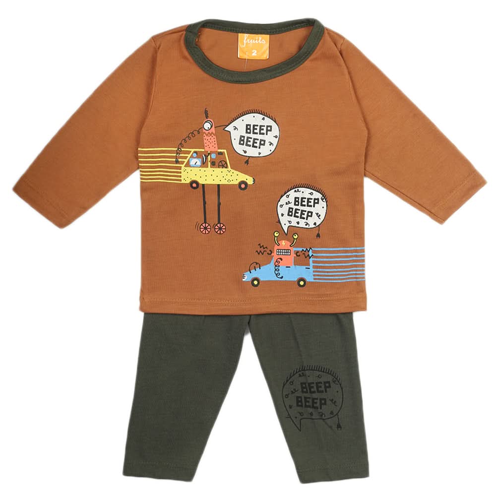 Newborn Boys Full Sleeves Suit - Brown, Newborn Boys Sets & Suits, Chase Value, Chase Value