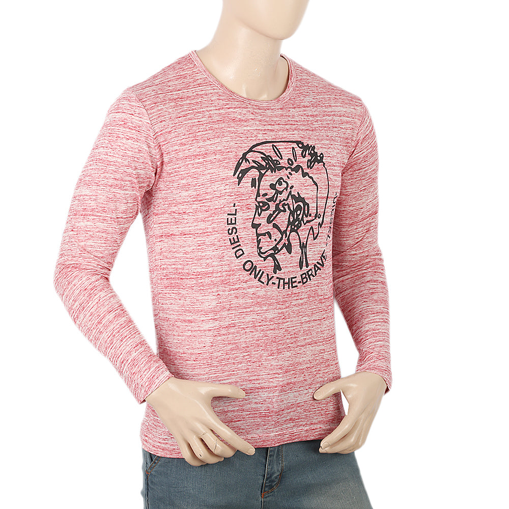 Men's Full Sleeves Twisted T-Shirt - Red, Men, T-Shirts And Polos, Chase Value, Chase Value