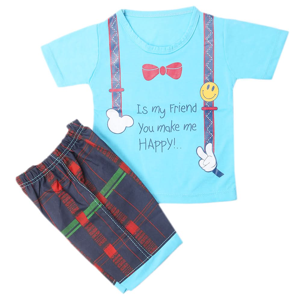 Boys Half Sleeves Short Suit - Sky Blue, Kids, Boys Sets And Suits, Chase Value, Chase Value