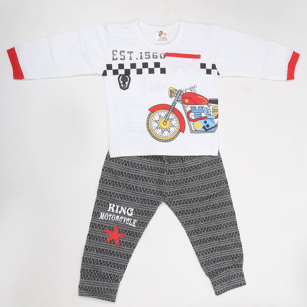Newborn Boys Full Sleeves Suit - White, Kids, NB Boys Sets And Suits, Chase Value, Chase Value