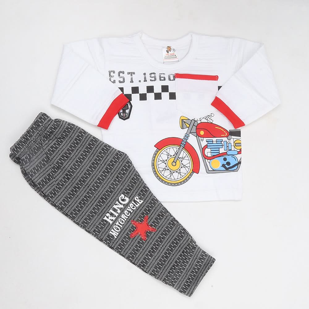 Newborn Boys Full Sleeves Suit - White, Kids, NB Boys Sets And Suits, Chase Value, Chase Value