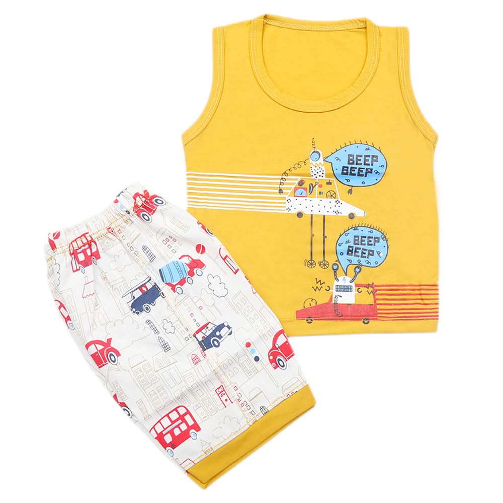 Boys Half Sleeves Sando Suit - Mustard, Kids, Boys Sets And Suits, Chase Value, Chase Value