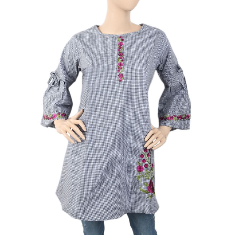 Women's Strip Cotton Kurti - Navy Blue, Women, Ready Kurtis, Chase Value, Chase Value