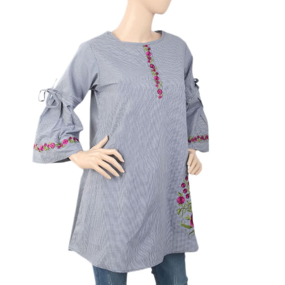 Women's Strip Cotton Kurti - Navy Blue, Women, Ready Kurtis, Chase Value, Chase Value