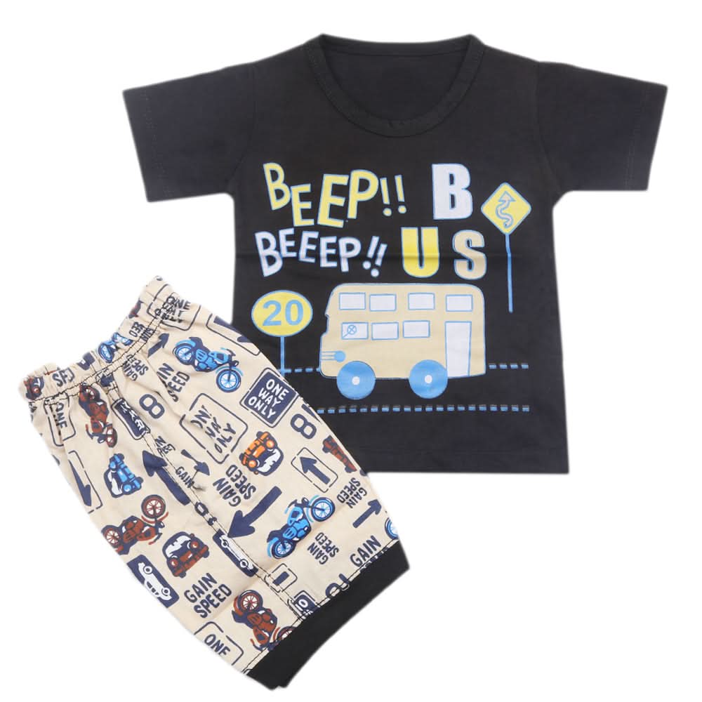 Boys Half Sleeves Short Suit - Black, Kids, Boys Sets And Suits, Chase Value, Chase Value