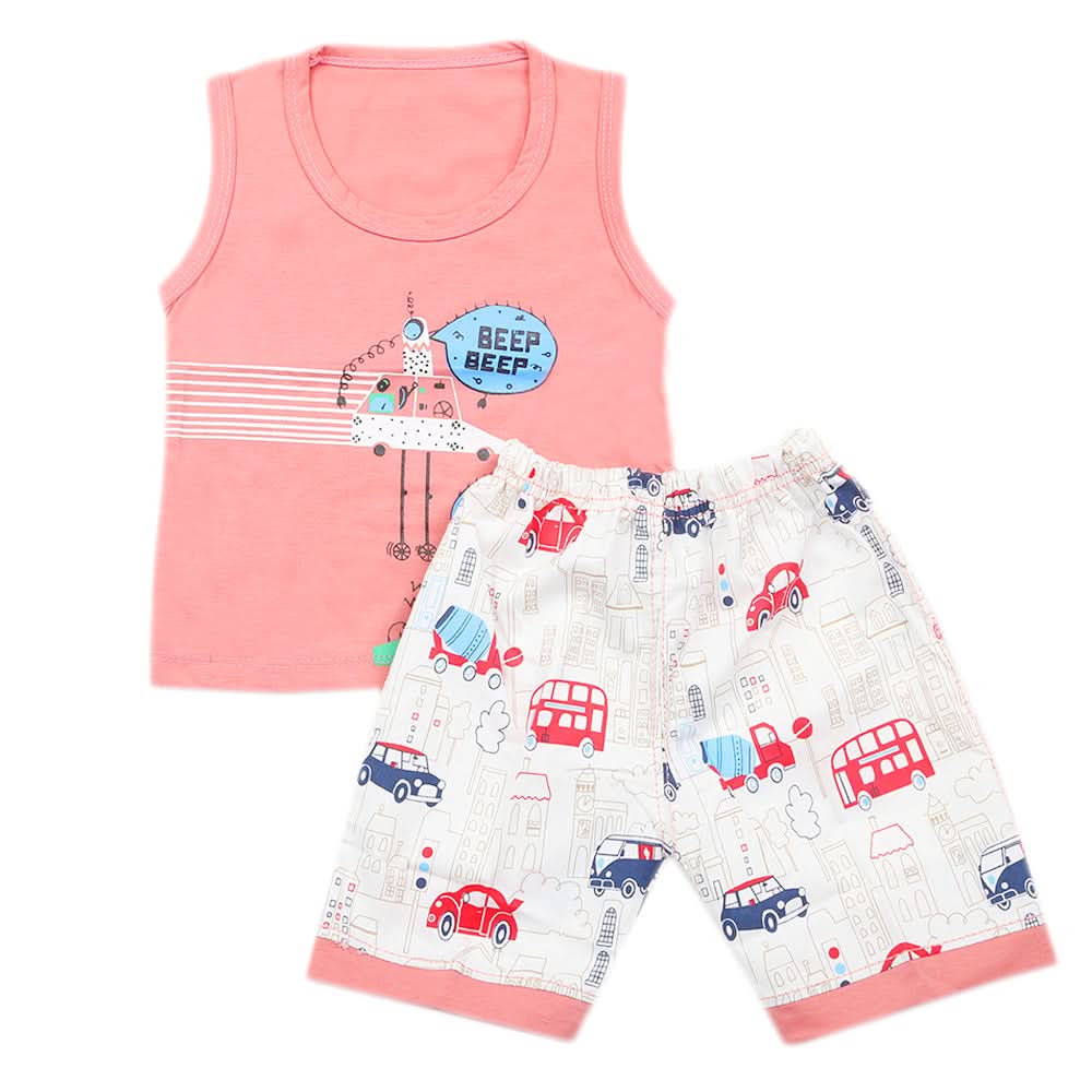 Boys Half Sleeves Sando Suit - Peach, Kids, Boys Sets And Suits, Chase Value, Chase Value